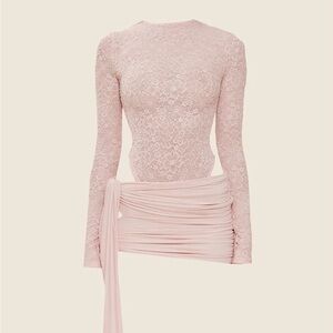 Elegant Lace Mini Dress in Pink